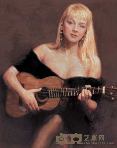 陈逸飞 2003年作 弹吉他的少女 94×73cm